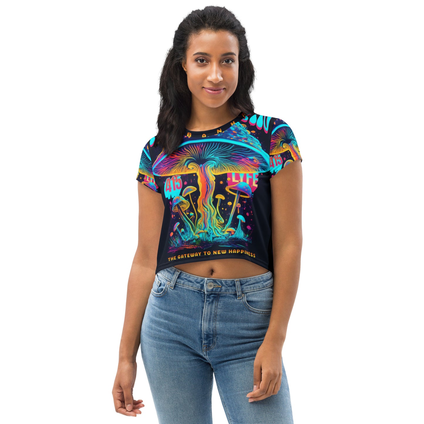 Psilocybin All-Over Print Crop Tee