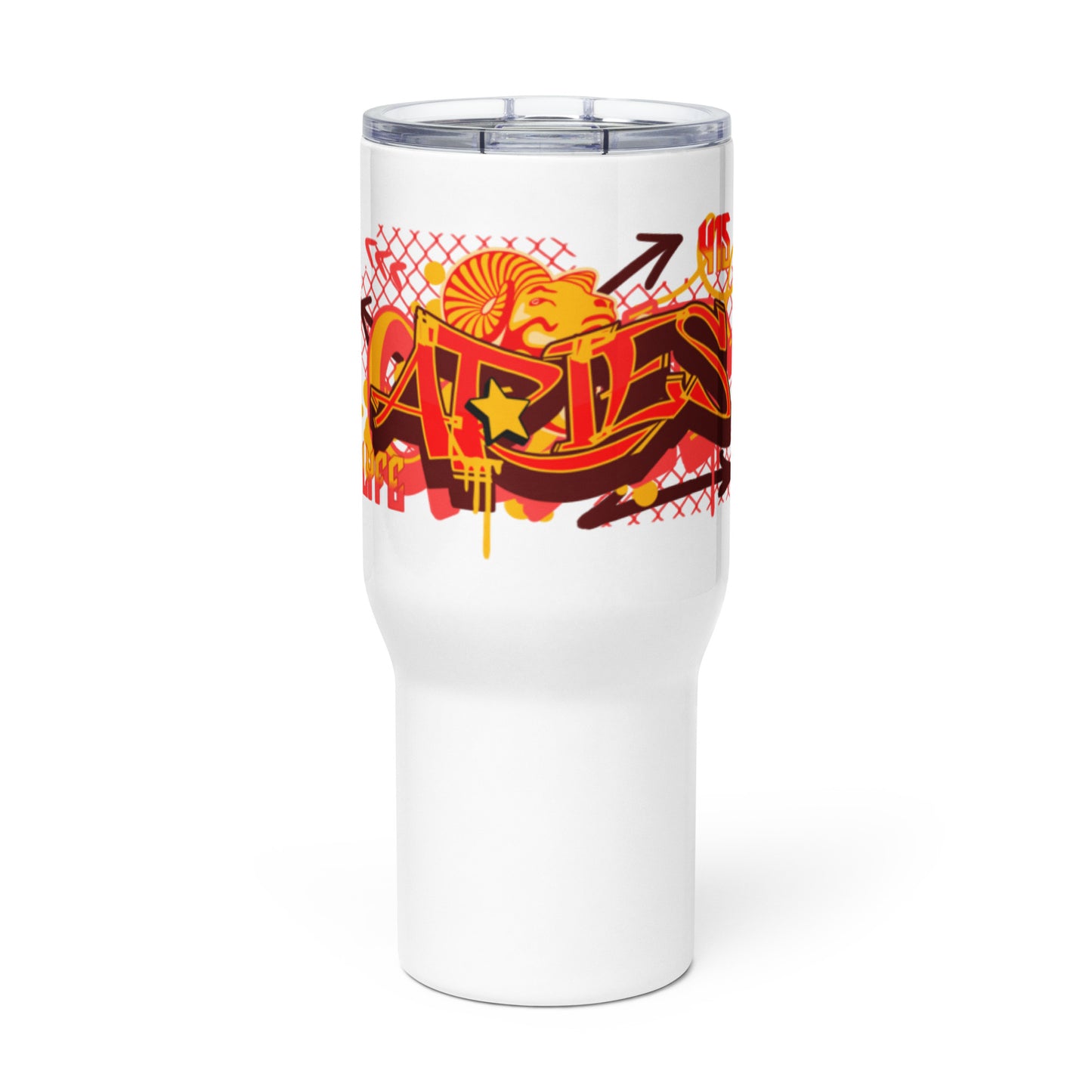 Aries Travel mug with a handle (Red-Yellow)