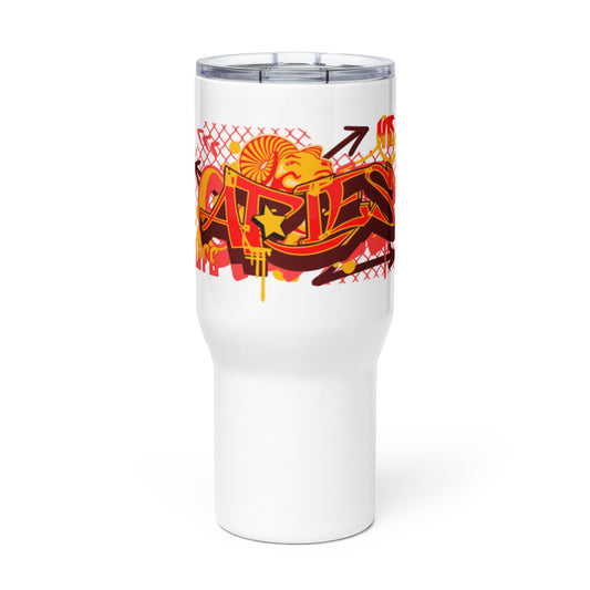 Aries Travel mug with a handle (Red-Yellow)